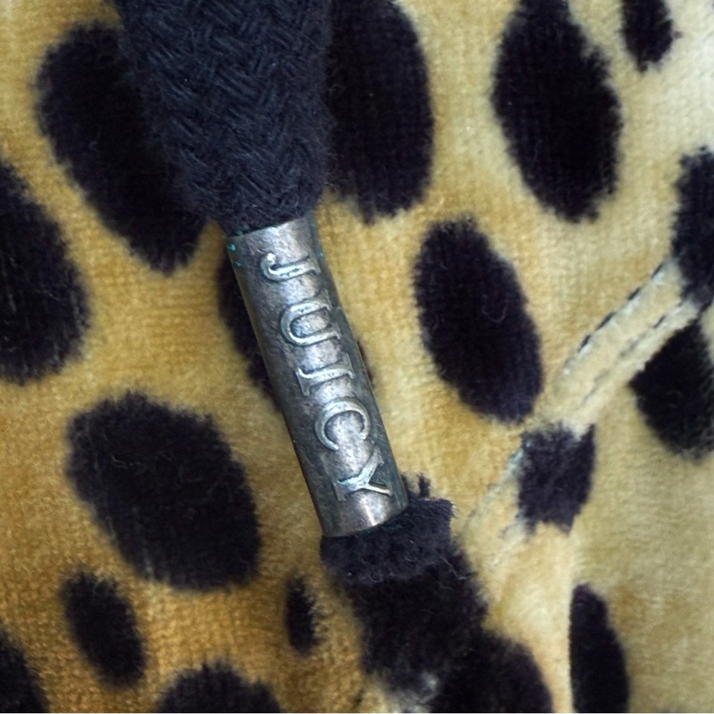 Y2K JUICY COUTURE TAN BROWN BLACK VELOUR VELVET ZIP UP HOODIE SWEATSHIRT - Picture 7 of 9